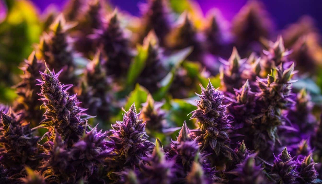 Photo of people with different appearances holding Purple Runtz weed buds.